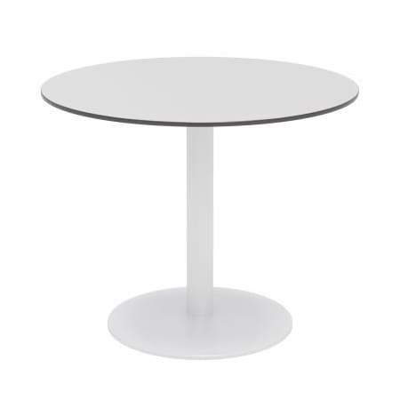 Kfi KFI 36" Round Outdoor Cafe Table - Fashion Gray Phenolic Top - White Aluminum Frame - Ivy Series OLTP36RD-B2200WH-D381